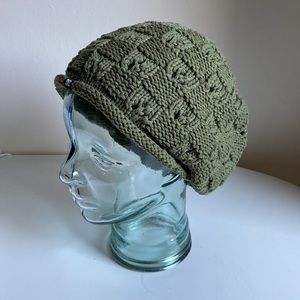 DC Clothing Sage Green Loose Checkerboard Knit Cap